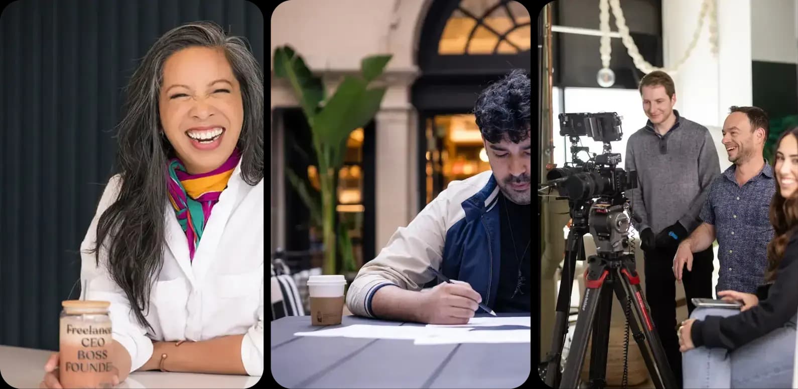Self-employed professionals working together