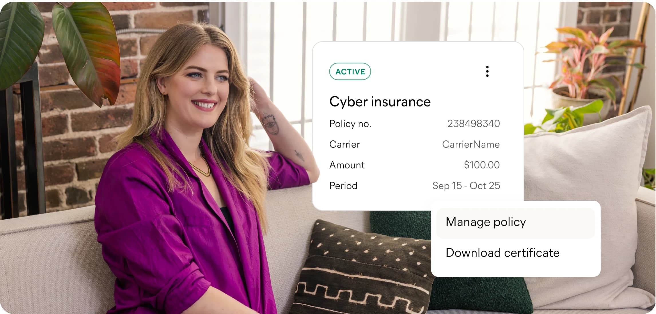 Business owner managing an insurance policy in the Collective app